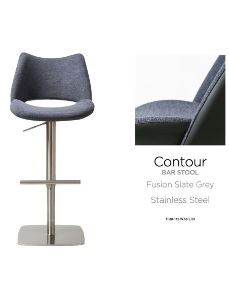 Contour Barstool - Stainless Steel Fusion/Slate Grey