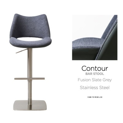 Contour Barstool - Stainless Steel Fusion/Slate Grey