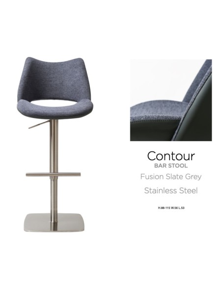 Contour Barstool - Stainless Steel Fusion/Slate Grey