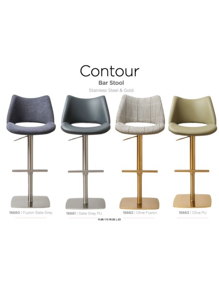 Contour Barstool - Stainless Steel/Slate Grey PU