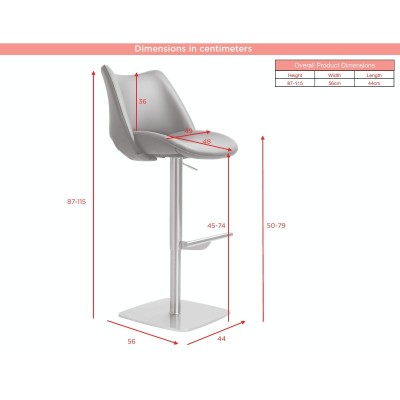 Contour Barstool - Stainless Steel/Slate Grey PU