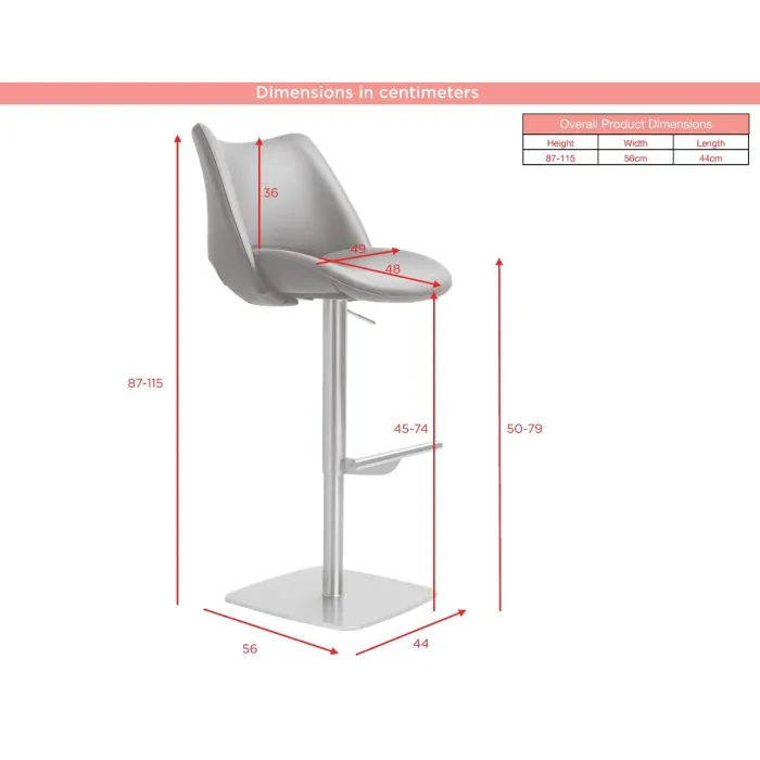 Contour Barstool - Stainless Steel/Slate Grey PU
