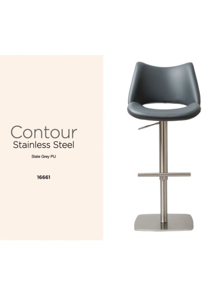 Contour Barstool - Stainless Steel/Slate Grey PU