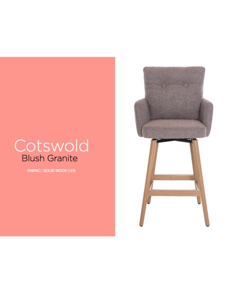 Cotswold Fabric Counter Stool - Blush Granite