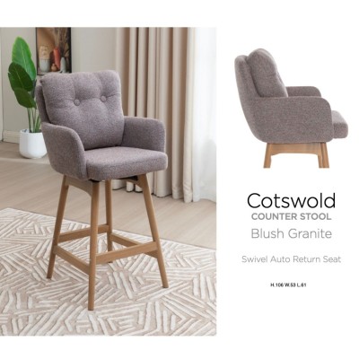 Cotswold Fabric Counter Stool - Blush Granite