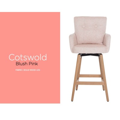 Cotswold Fabric Counter Stool - Blush Pink