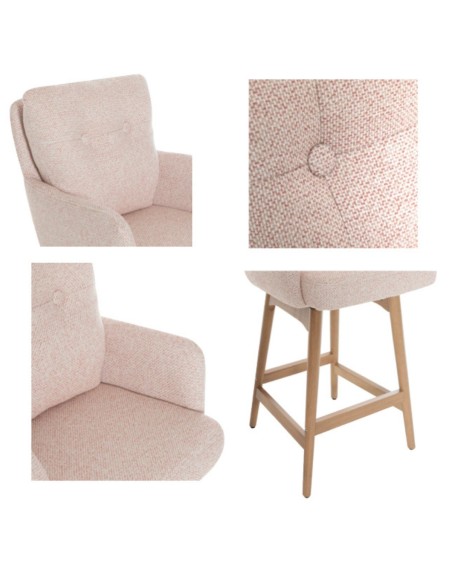 Cotswold Fabric Counter Stool - Blush Pink