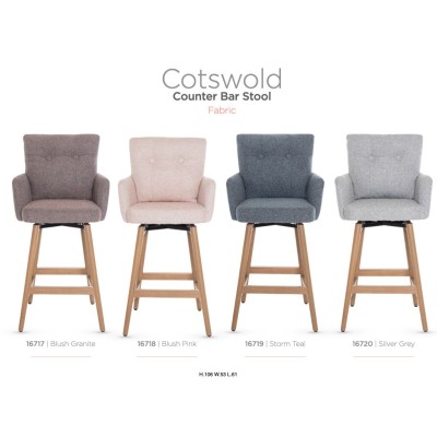 Cotswold Fabric Counter Stool - Blush Pink