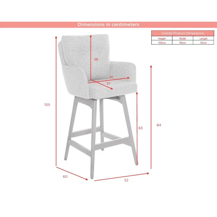 Cotswold Fabric Counter Stool - Blush Pink