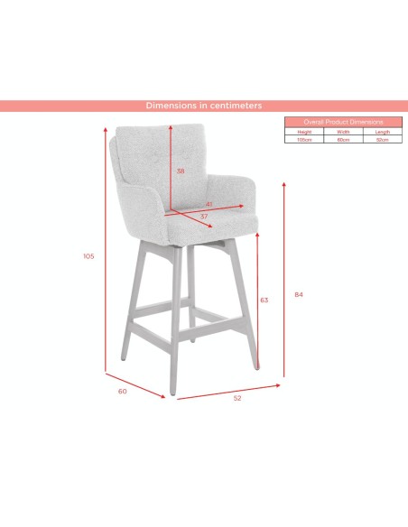 Cotswold Fabric Counter Stool - Silver Grey