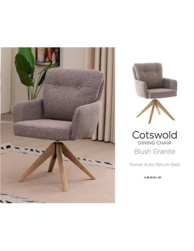 Cotswold Fabric Dining Chair - Blush Granite