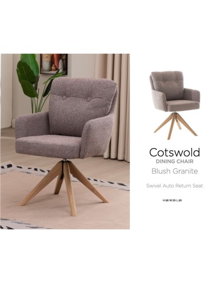 Cotswold Fabric Dining Chair - Blush Granite