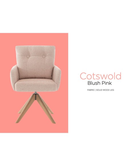 Cotswold Fabric Dining Chair - Blush Pink
