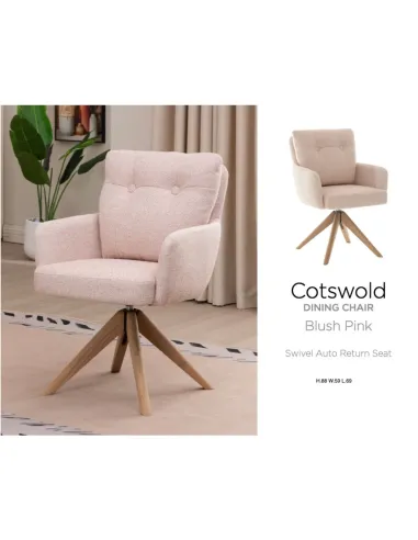Cotswold Fabric Dining Chair - Blush Pink