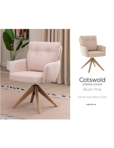 Cotswold Fabric Dining Chair - Blush Pink