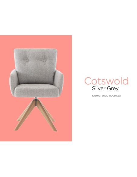 Cotswold Fabric Dining Chair - Silver Grey