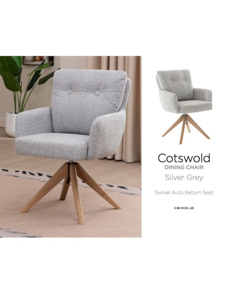 Cotswold Fabric Dining Chair - Silver Grey