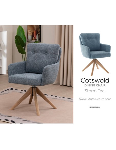 Cotswold Fabric Dining Chair - Storm Teal