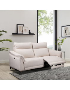 Austin Electric 3 Seater Sofa - White Fabric