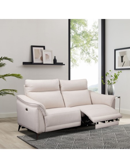 Austin Electric 3 Seater Sofa - White Fabric