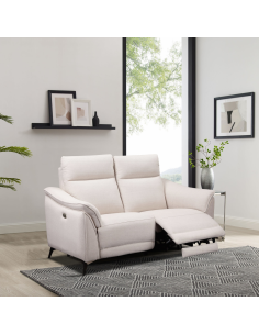 Austin Electric 2 Seater Sofa - White Fabric