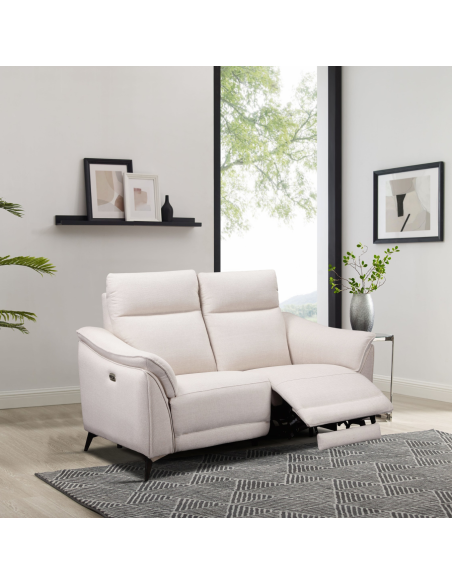 Austin Electric 2 Seater Sofa - White Fabric