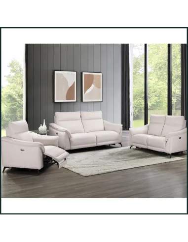 Austin Electric 2 Seater Sofa - White Fabric