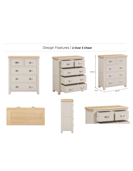 Windermere 2+3 Drawer Chest - Oyster Grey