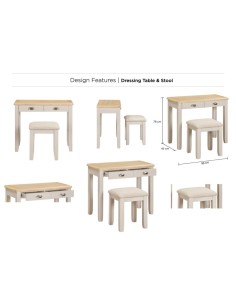 Windermere Dressing Table + Stool - Oyster Grey 2