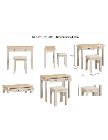 Windermere Dressing Table + Stool - Oyster Grey