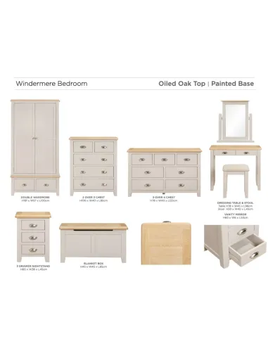 Windermere Dressing Table + Stool - Oyster Grey