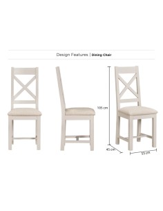 Windermere Cross Back Dining Chair - Oyster Grey 2