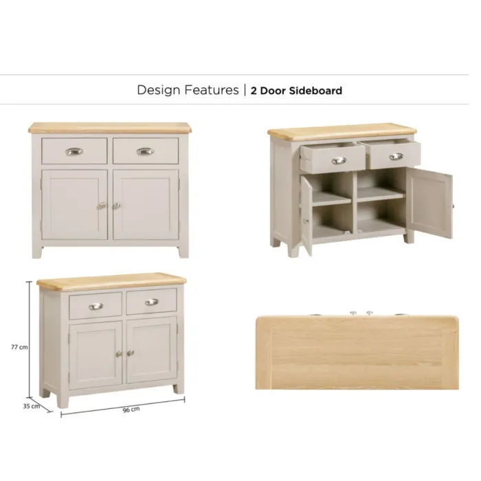 Windermere 2 Door Sideboard - Oyster Grey