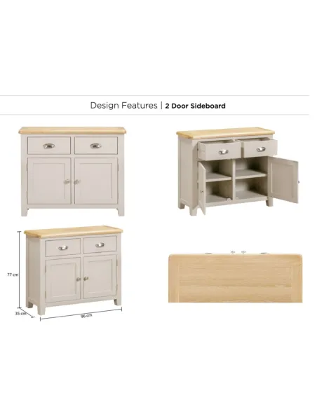 Windermere 2 Door Sideboard - Oyster Grey