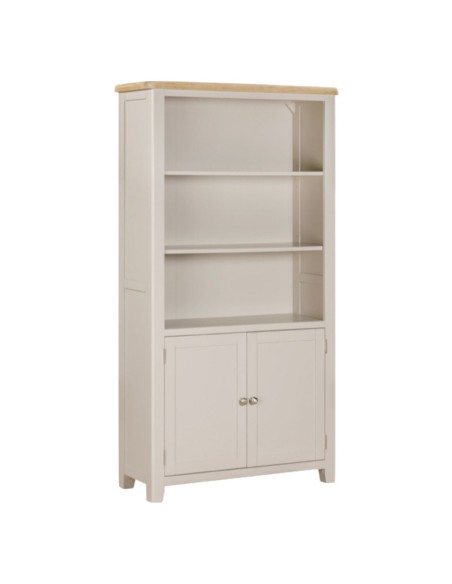 Windermere 2 Door Tall Wide Bookcase - Oyster Grey
