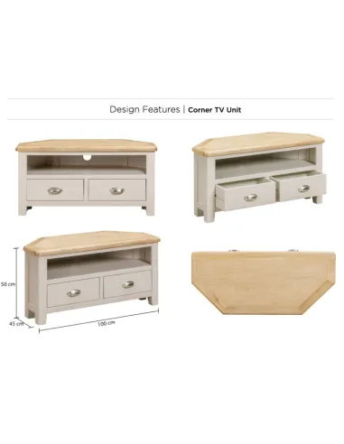 Windermere Corner TV Unit - Oyster Grey