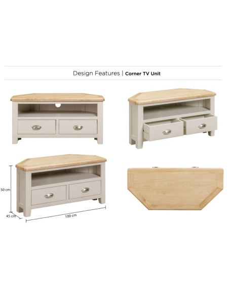 Windermere Corner TV Unit - Oyster Grey