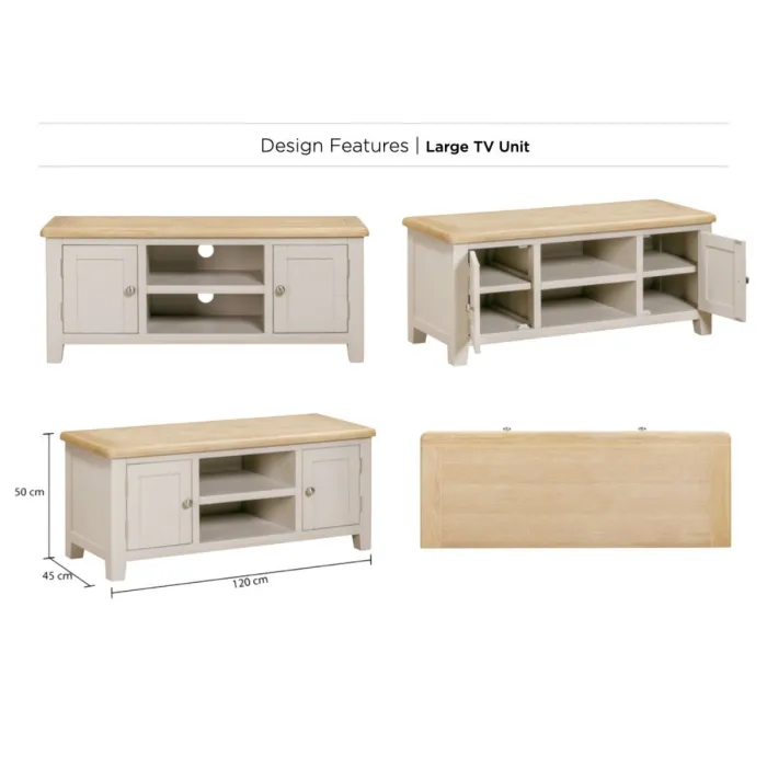 Windermere Large TV Unit - Oyster Grey