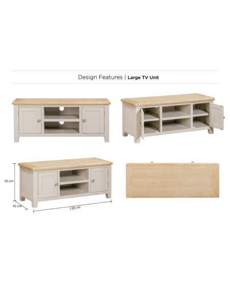 Windermere Large TV Unit - Oyster Grey