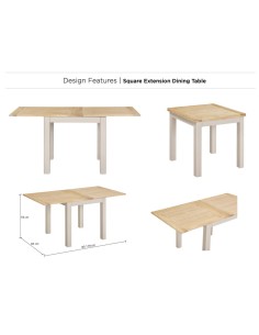 Windermere Square Extending Dining Table - Oyster Grey 2