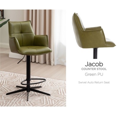 Jacob Barstool - Green Fabric
