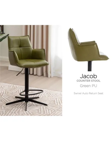 Jacob Barstool - Green Fabric