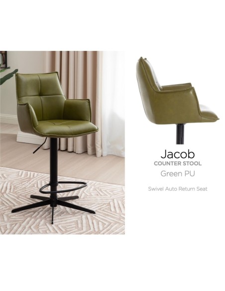 Jacob Barstool - Green Fabric