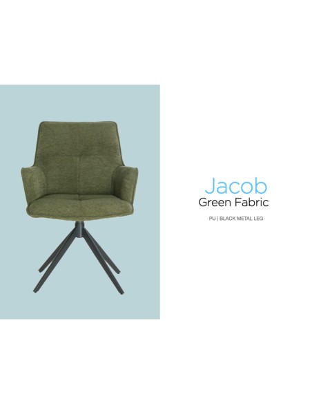 Jacob Dining Chair - Green Fabric