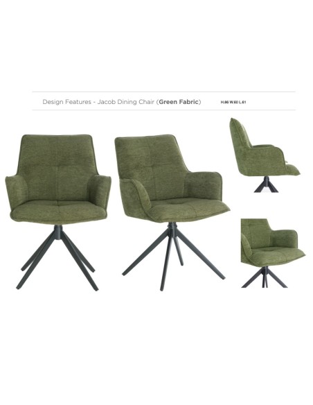 Jacob Dining Chair - Green Fabric