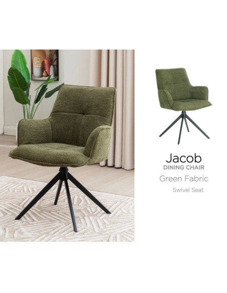 Jacob Dining Chair - Green Fabric
