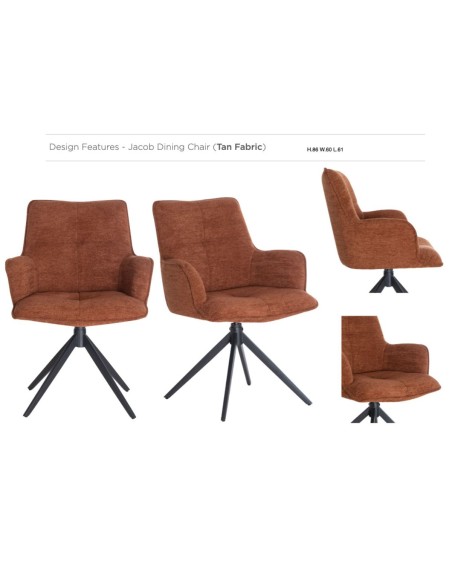 Jacob Dining Chair - Tan Fabric