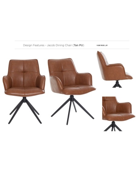 Jacob Dining Chair - Tan PU