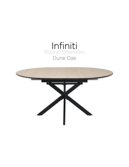 Infiniti 120-160cm Round Extending Dining Table - Ashen Oak