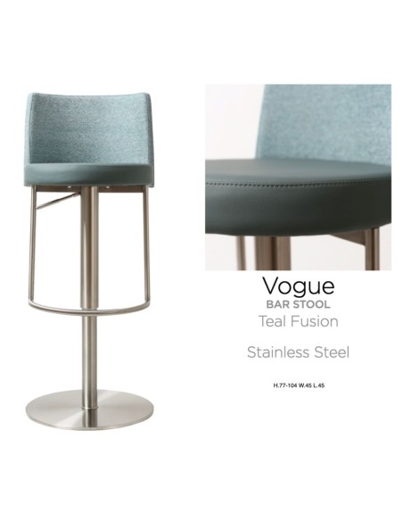 Vogue Barstool - Stainless Steel/Teal PU